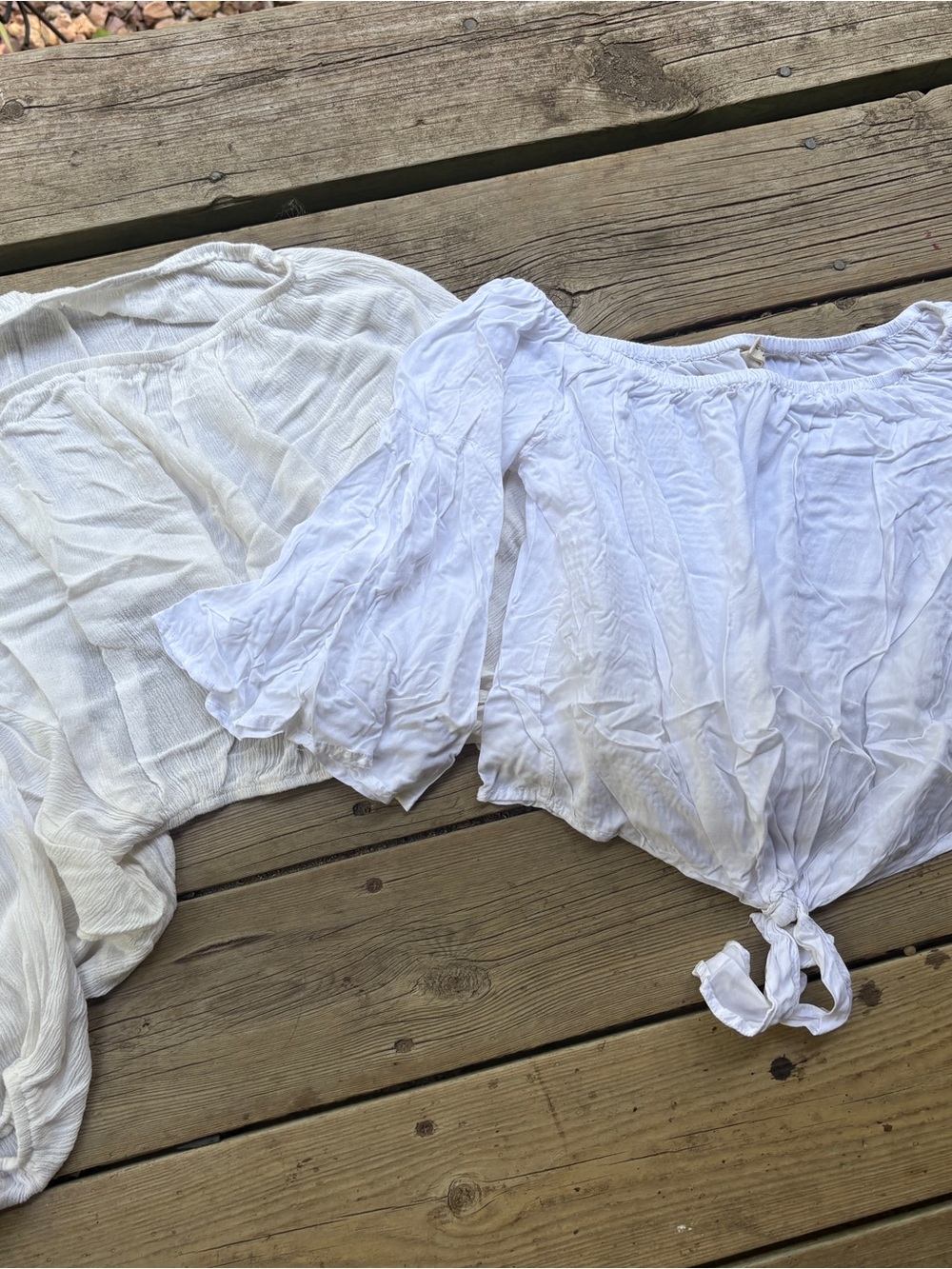 Boho Peasant Y2K Elan La Miel White Off-Shoulder Tie-Front Blouse bundle lot S